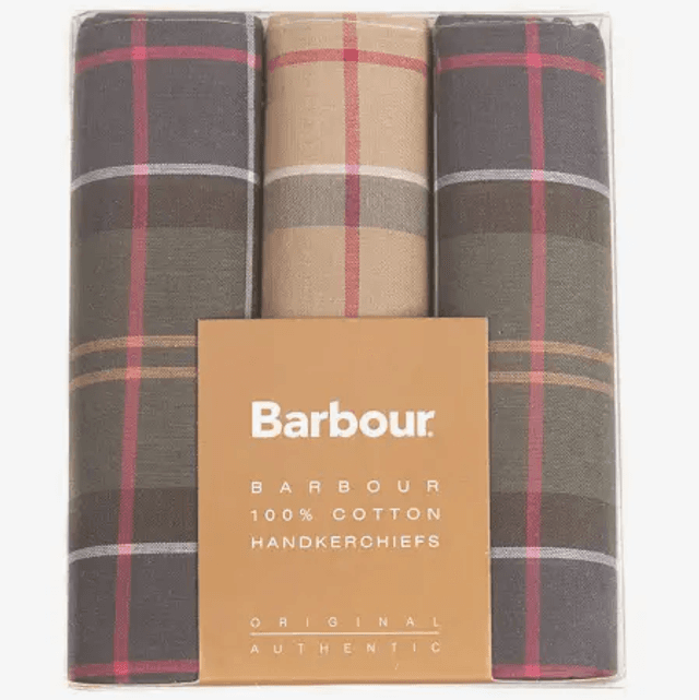 Barbour tartan Handkerchief pack Gift Box Set
