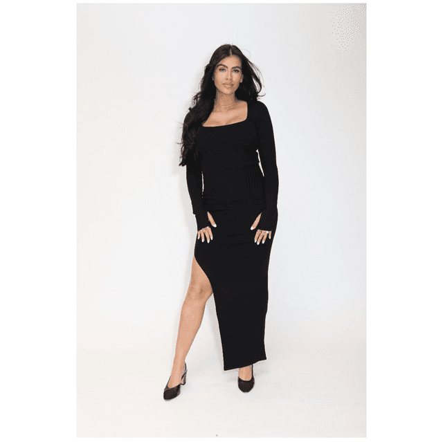 Reinders Scarlett Knitwear High Split Skirt True Black
