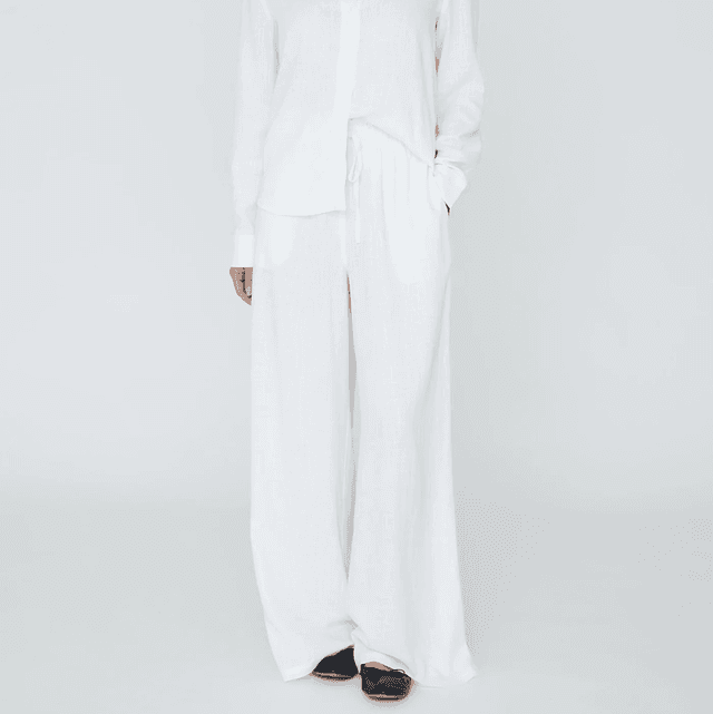 Linen Blend Pants White