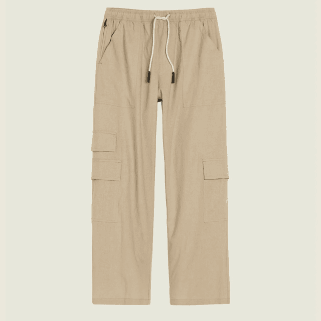 OAS Beige Cargo Linen Pants