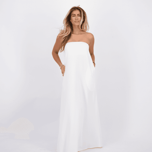 Reinders Modal Strapless Dress White 