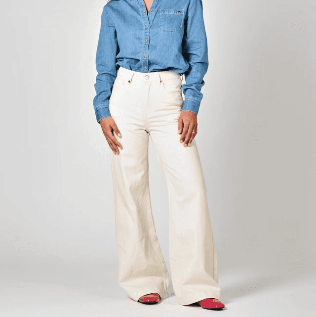 Fleure - White Greige Jeans High Waisted Jeans 
