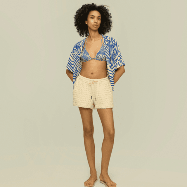 OAS Ecru Drizzle Waffle Shorts