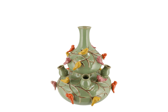 Bird vase moss bubbles S 
