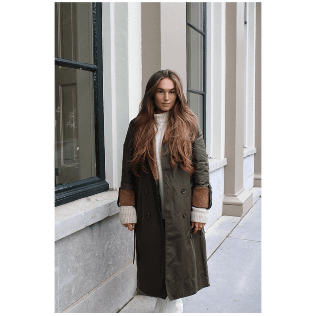 Barbour Brackley Waxed Trench Coat Beech/Archive Olive/Ancient