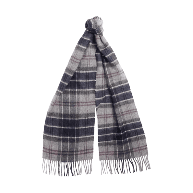 Barbour Wool Cashmere Tartan Scarf Black Slate Tartan