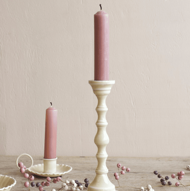 Weldaad Emaille kandelaar beige