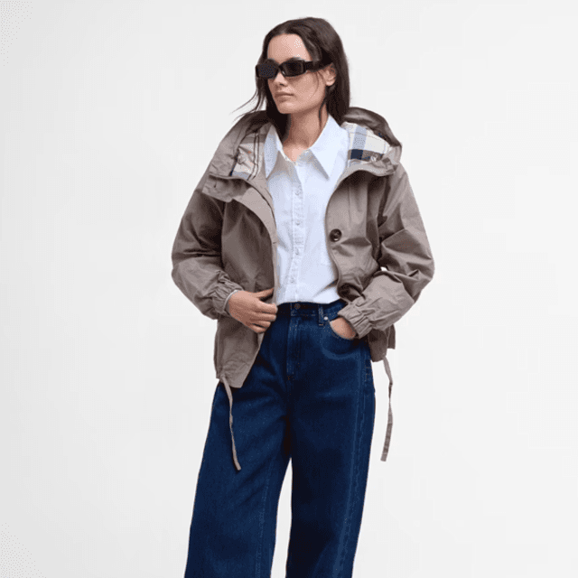 Barbour Bhodi Showerproof Jacket Dirty Khaki Safari Tartan