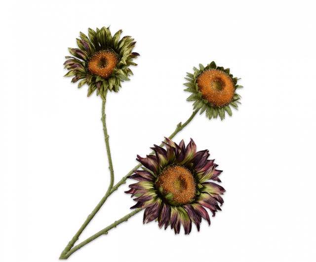 Silk-Ka Zonnebloem tak 87cm lavendel/groen