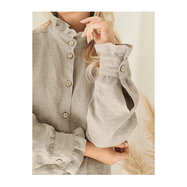 Ruffle Linen Shirt Naturel