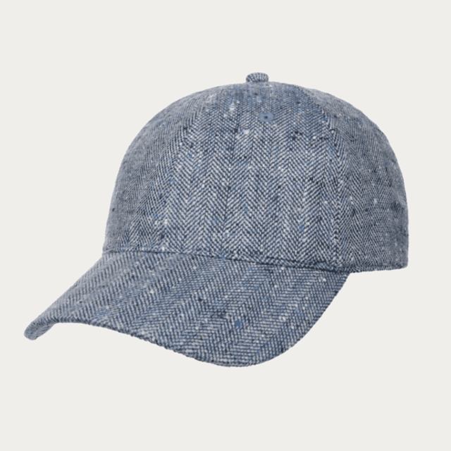Stetson Baseball Cap Silk/Linen Herringbone Blue