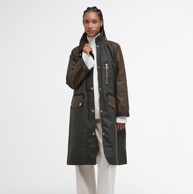 Barbour Evette Wax Jacket Fern Beech Ancient Tartan