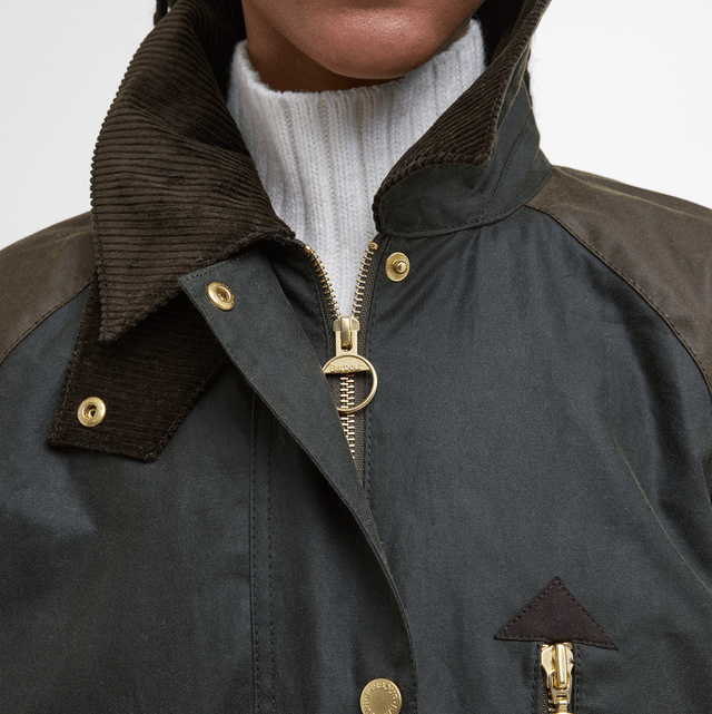 Barbour Evette Wax Jacket Fern Beech Ancient Tartan